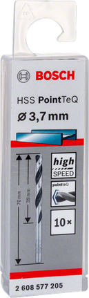 Bosch HSS PointTeQ 3.7mm drill bit pack.