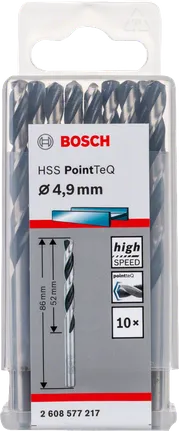 Bosch HSS PointTeQ 4.9mm drill bits pack.