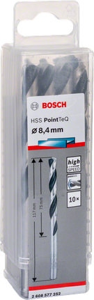 Bosch HSS PointTeQ 8.4mm drill bits.