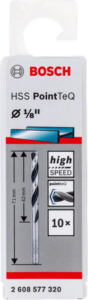 Bosch HSS PointTeQ 1/8″ drill bit.
