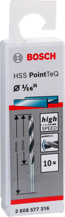 Bosch HSS PointTeQ 1/16″ drill bit pack.