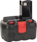 Bosch battery pack with red release button.