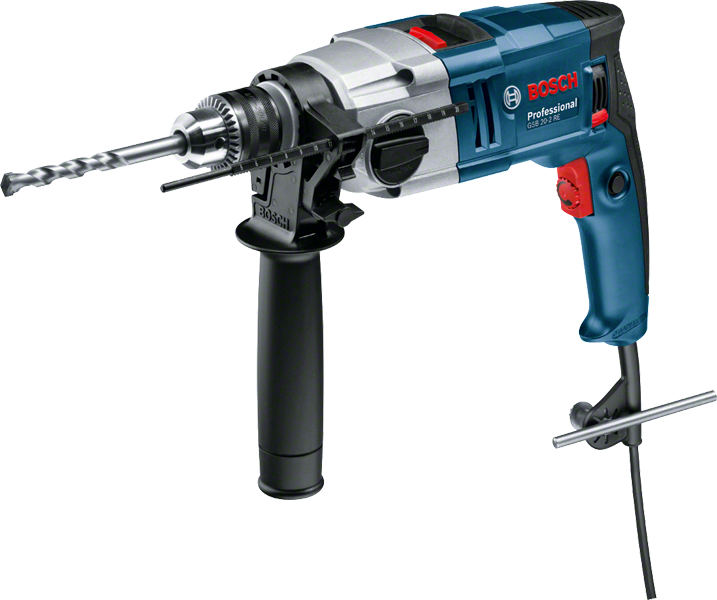 Bosch GSB 20-2 RE impact drill with side handle.