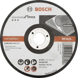 Bosch straight cutting disc Inox WA 60 T BF, 105 mm diameter.
