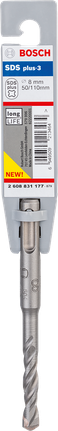 Bosch SDS plus-3 8mm drill bit for long life masonry drilling.