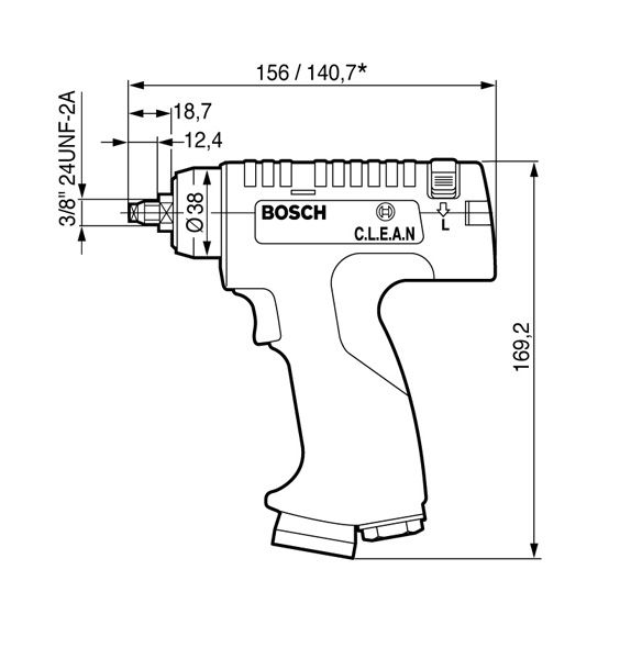 Pistol grip dimensions.