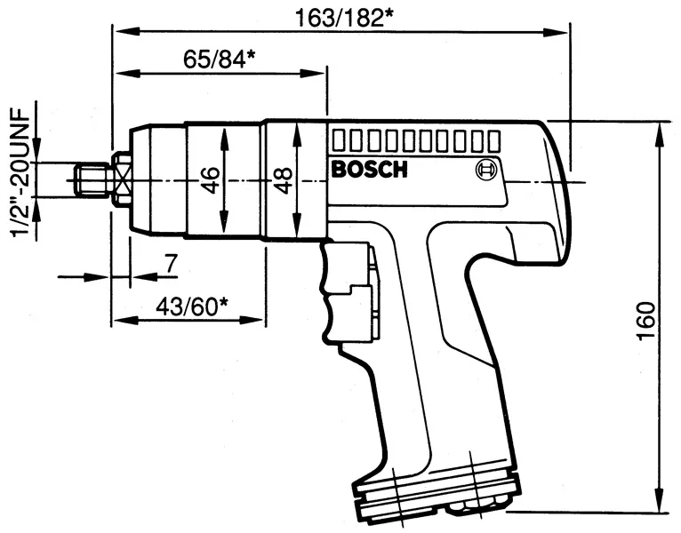 Pistol grip dimension diagram.