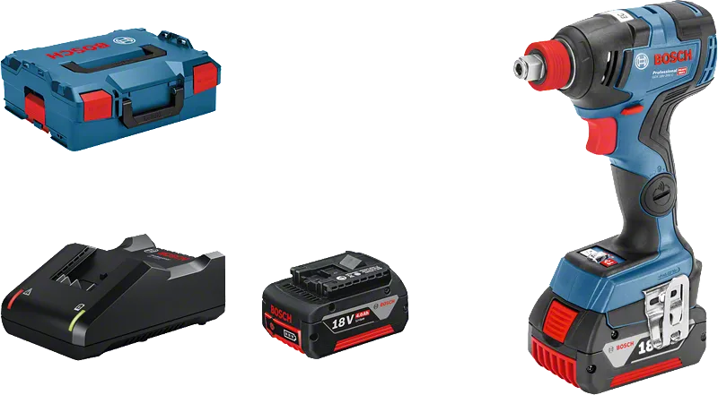 Bosch GDX 18V-200 C impact driver set with battery.