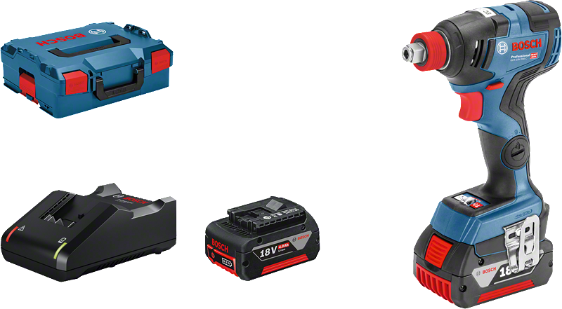 Bosch GDX 18V-200 C impact driver set with battery.