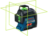 Bosch GLL 3-60 XG laser leveling tool with green lines.