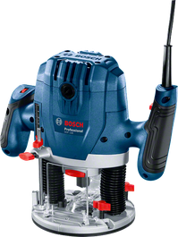 Bosch GOF 130 router with adjustable speed and 55mm stroke.