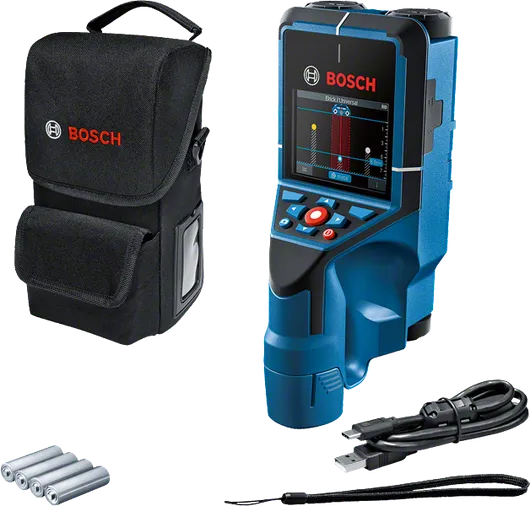 Bosch D-Tect 200 C wall scanner with case and accessories.