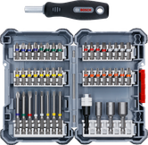 Bosch screwdriver and bit set in plastic case.