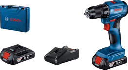 Bosch cordless drill GSR 185-LI with 18V battery, charger and case.