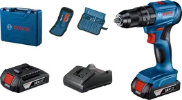 Bosch GSB 185-LI cordless drill set with 18V battery.