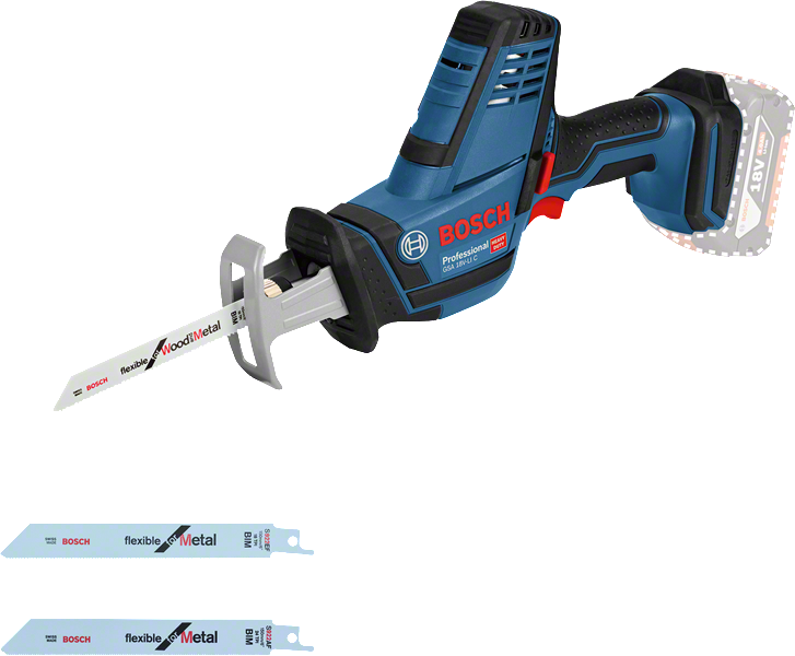 Bosch GSA 18 V-LI C cordless reciprocating saw, for wood and metal.