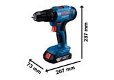 Bosch GSB 183-LI Cordless Impact Drill/Drivers dimensions drawing