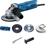 Bosch GWS 800 angle grinder with accessories.
