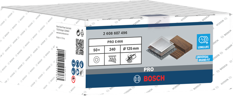 Bosch PRO E466 sanding disc 125 mm 8 holes.