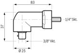 Bosch Angle head 3/8" - square drive EXACT Accessory dimensions drawing