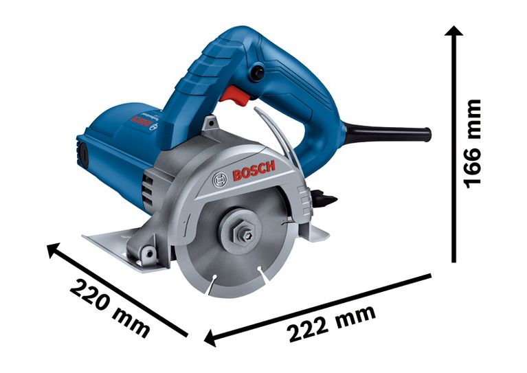 Bosch GDC 140 tile cutter with compact dimensions.