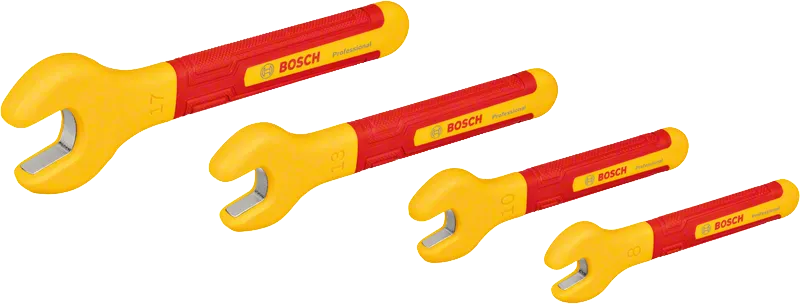 Bosch VDE Spanner Set 4pc, insulated open-end spanners.
