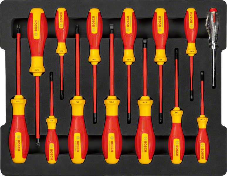 Bosch VDE 14-piece insulated screwdriver set.