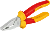 Bosch VDE combination plier with insulated red and yellow handles.