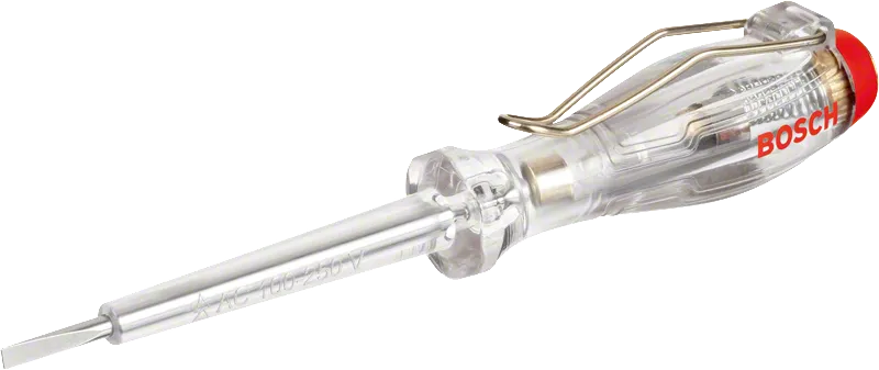 Bosch voltage tester screwdriver, pocket clip attached.