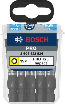 Bosch PRO Torx T25 55 mm impact bits, 15 pcs.