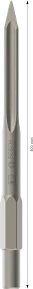 Bosch PRO HEX-5C pointed chisel 30 mm hex, 400 mm length.