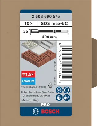 Bosch SDS max-5C flat chisel set 25×400 mm 10 pcs.