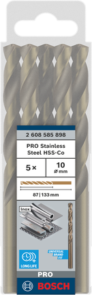 Bosch PRO Stainless Steel HSS-Co Twist Drill Bit set 10 mm.