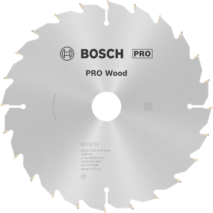 Bosch PRO Wood circular saw blade 184 x 25 mm for wood.