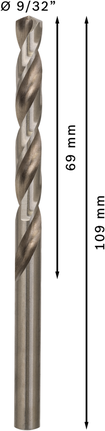 Bosch PRO Metal HSS-G 9/32 inch twist drill bit, 109 mm length.