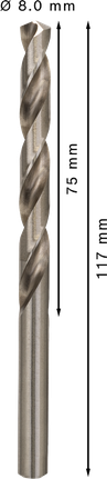 Bosch PRO Metal HSS-G twist drill bit 8 mm, standard length.