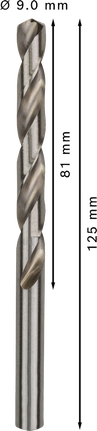 Bosch PRO Metal HSS-G 9 mm twist drill bit, 125 mm length.