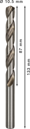 Bosch PRO Metal HSS-G 10.5 mm twist drill bit.