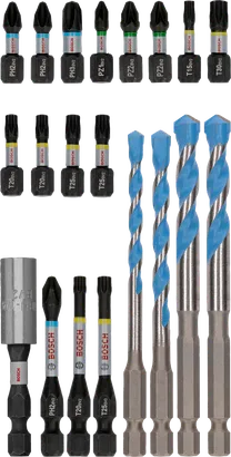 Bosch PRO Impact Mixed Set 20 pcs, color-coded drill and screwdriver bits.