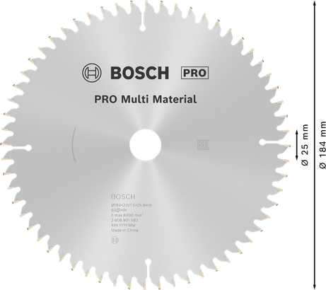 Bosch PRO Multi Material circular saw blade, 184 mm.