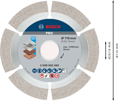 Bosch PRO Multi Material Diamond Disc 110x12 mm.