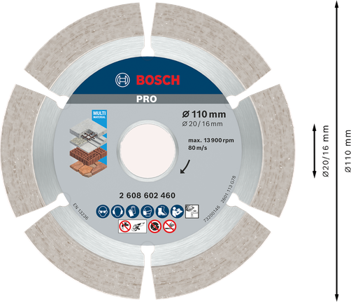 Bosch PRO Multi Material Diamond Disc 110x12 mm.
