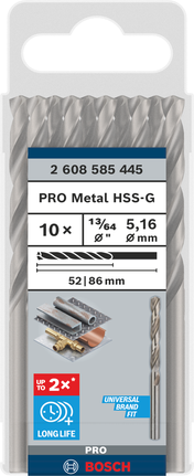Bosch PRO Metal HSS-G 13/64″ drill bits pack.