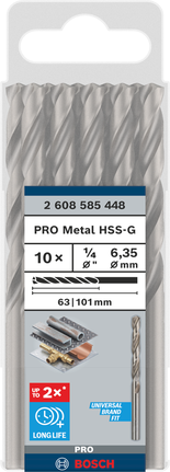 Bosch PRO Metal HSS-G 1/4″ twist drill bit set.
