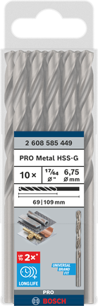Bosch PRO Metal HSS-G 17/64″ drill bit pack.