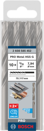 Bosch PRO Metal HSS-G 5/16 inch twist drill bit set.