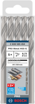 Bosch PRO Metal HSS-G 11/32″ drill bits pack.