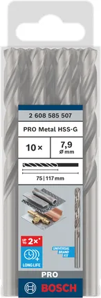 Bosch PRO Metal HSS-G 7.9 mm drill bits 10-pack.