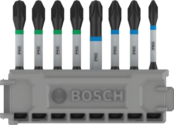 Bosch PRO Impact Screwdriver Bit Set 8 pcs in holder.