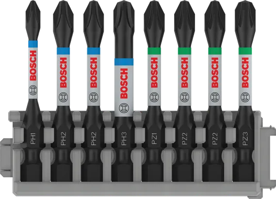 Bosch PRO Impact Screwdriver Bit Set 8 pcs, 55 mm assorted.